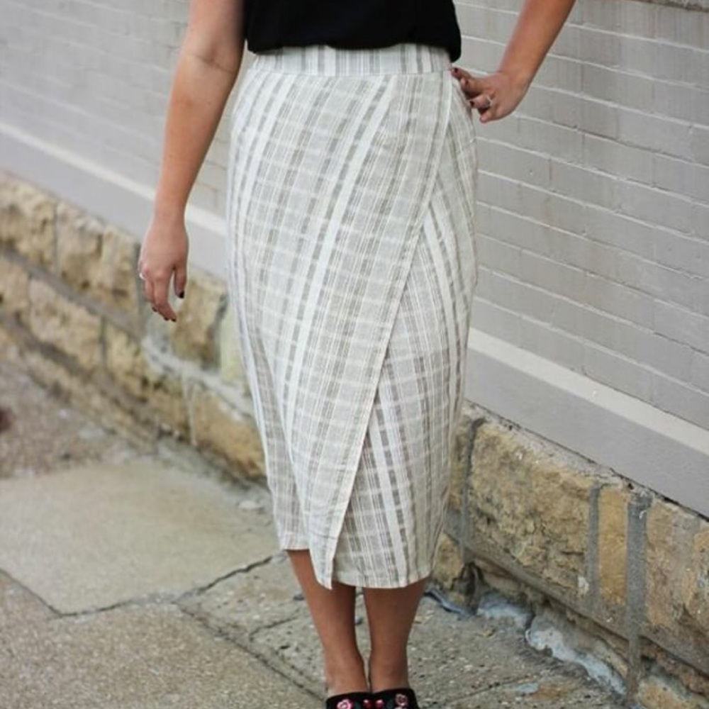 Kori Neutral Stripe Midi Skirt